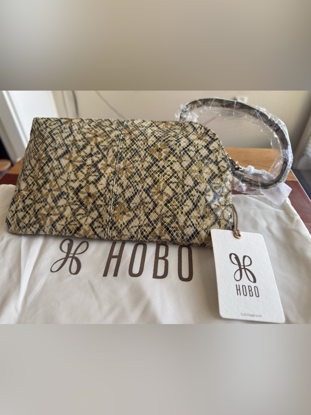 HOBO INT'L Sable Twinkle Print Genuine Leather Wristlet Clutch